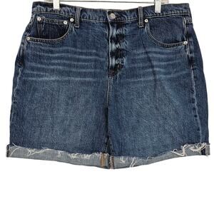 Gap Womans size 32/14 6" Inseam High Rise Midi Jean Shorts in Dark Indigo Cuffed